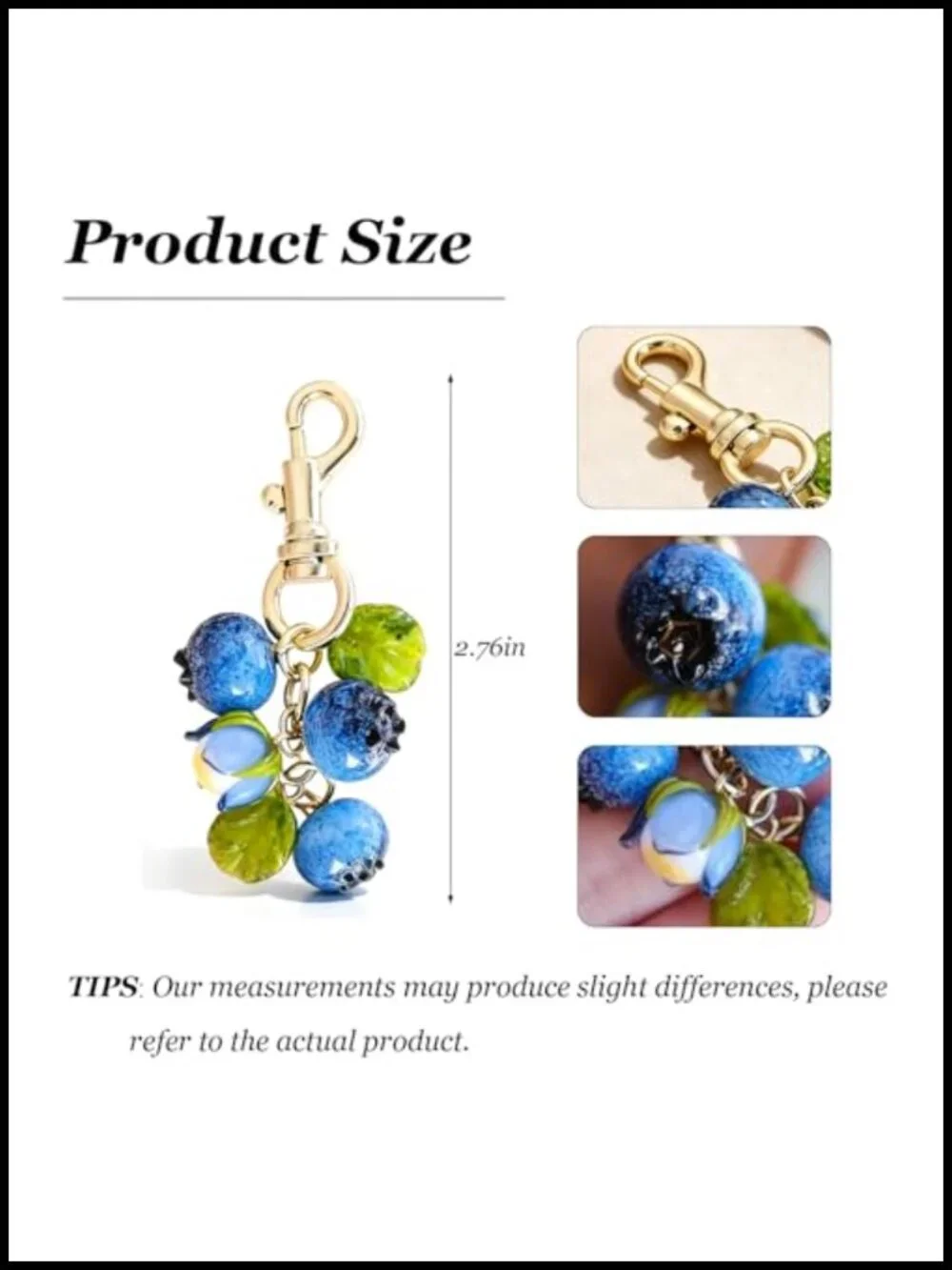 Blueberry Fruit Charm Keychain for Handbags Tote Bags Cute 3D Plastic Purse